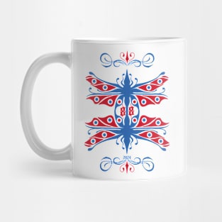 Dragonfly mating ,blue and red Mug